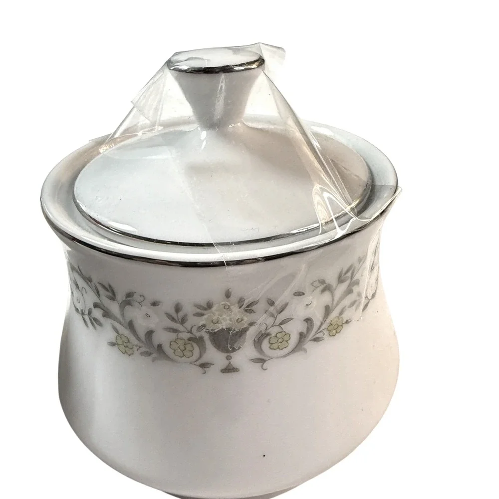 Vintage Sterling Fine China Florentine Creamer Sugar Bowl Set Floral Japan MCM